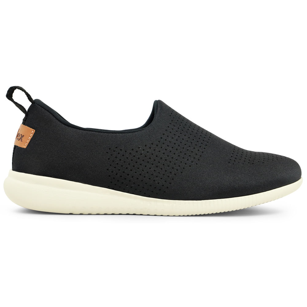 Tênis Slip On Preto Elastano Laser