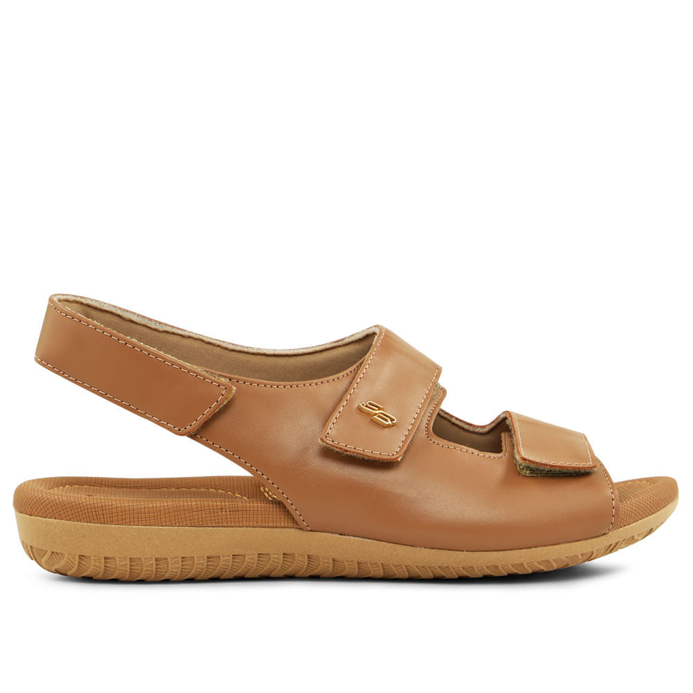 Sandália ajustes velcro marrom camel Marrom Renner