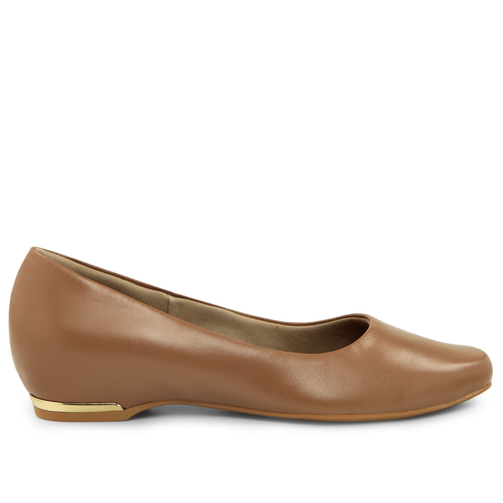 Sapatilha Camel Couro Bico Quadrado Usaflex Mobile Sapatilha Camel Couro Bico Quadrado Usaflex Mobile