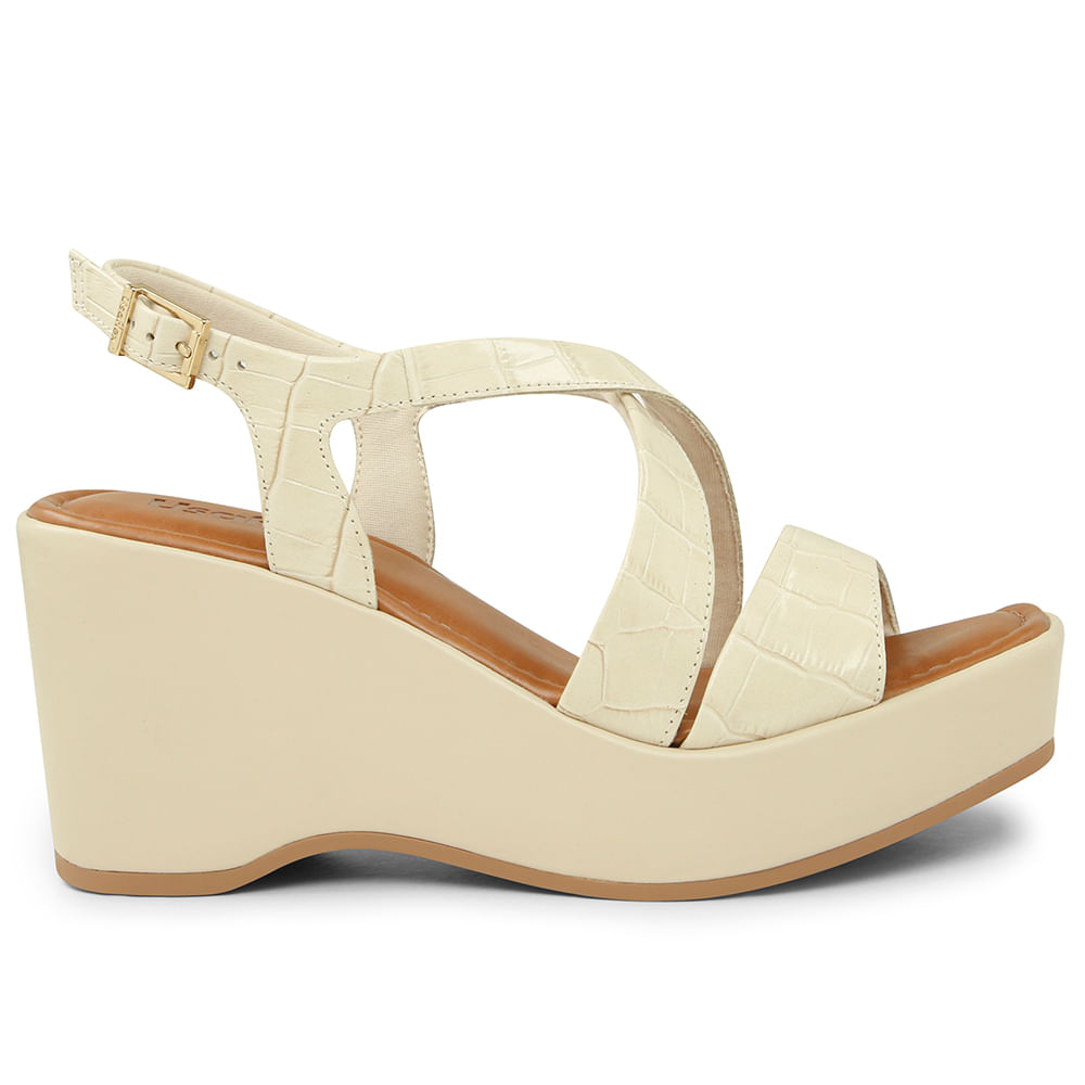 Sandália Plataforma Croco Vanilla - Usaflex Mobile
