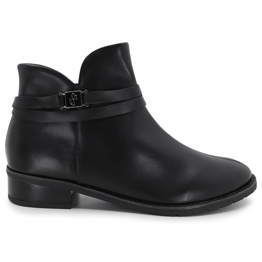 Bota Cano Baixo Preto Couro Enfeite - Usaflex Mobile