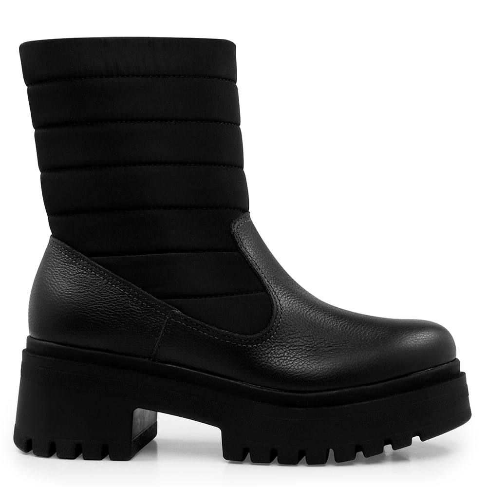 Bota Chunky Preta Multimateriais - Usaflex Mobile