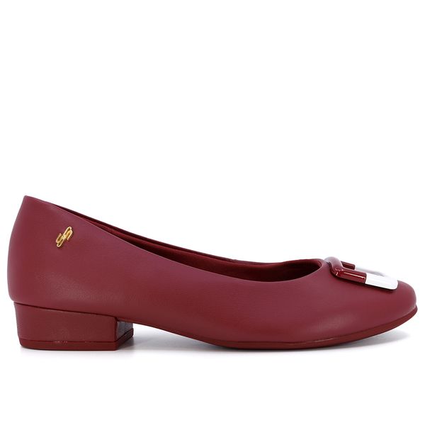 Scarpin Couro Vermelho Fivela 40