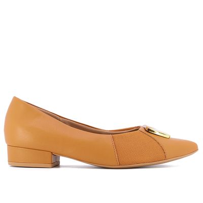 Scarpin Couro Marrom Bico Fino