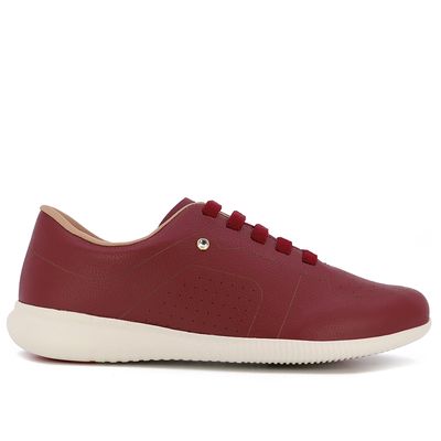 Tênis Casual Vermelho Couro Detalhe Laser
