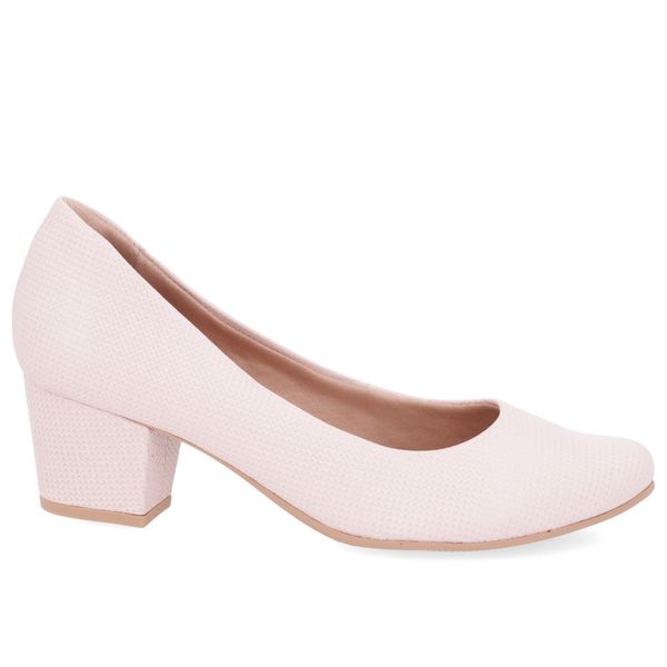 Scarpin Rosa Couro Salto Bloco 35