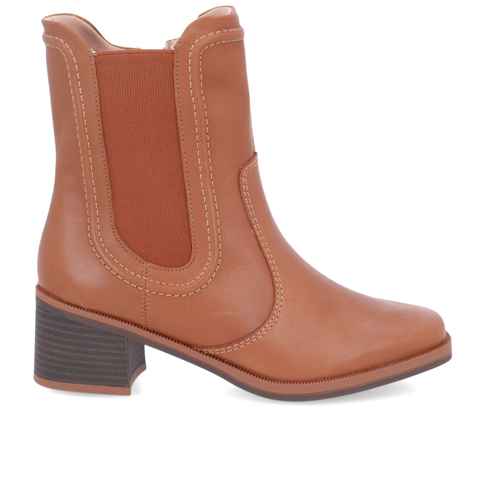 Bota Salto Bloco Marrom Canela Cano Médio