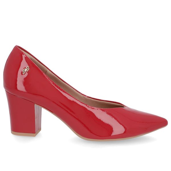 Scarpin Couro Vermelho Recorte V 40