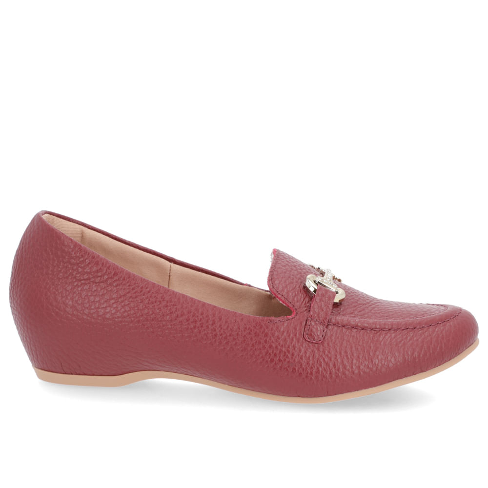Loafer Vermelho Couro Salto Embutido