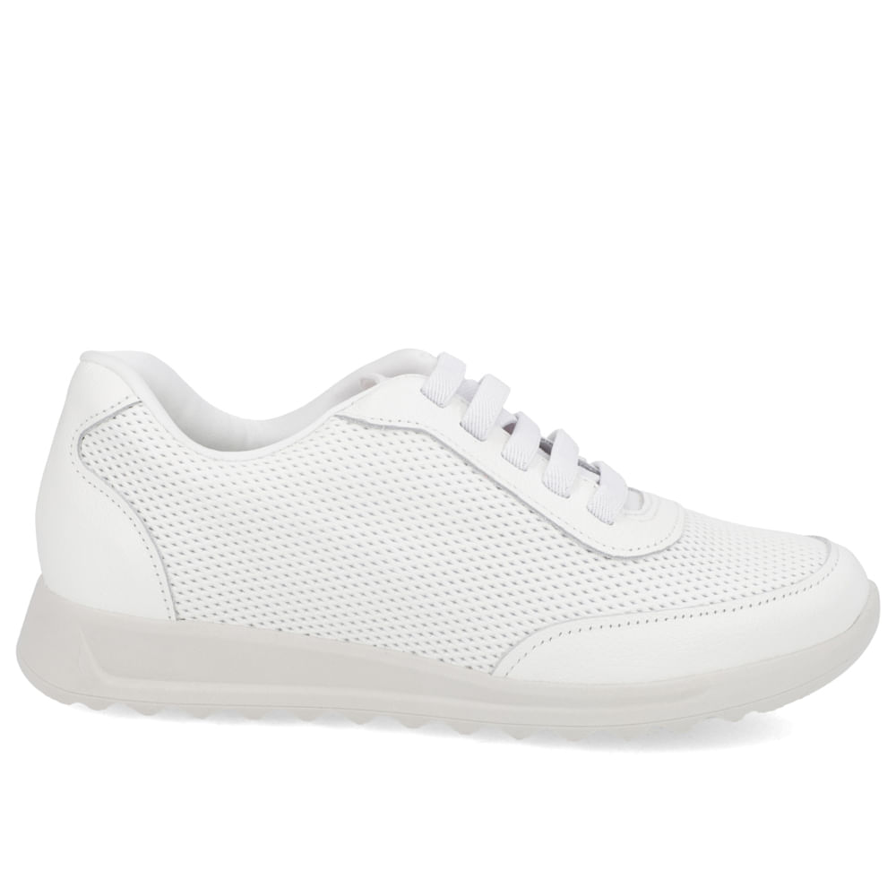 Tênis Casual Branco Couro