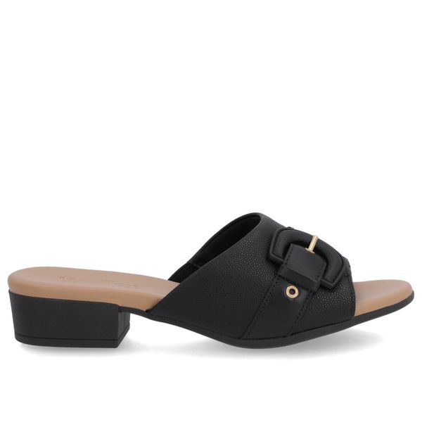 Tamanco Preto Couro Enfeite Fivela 33