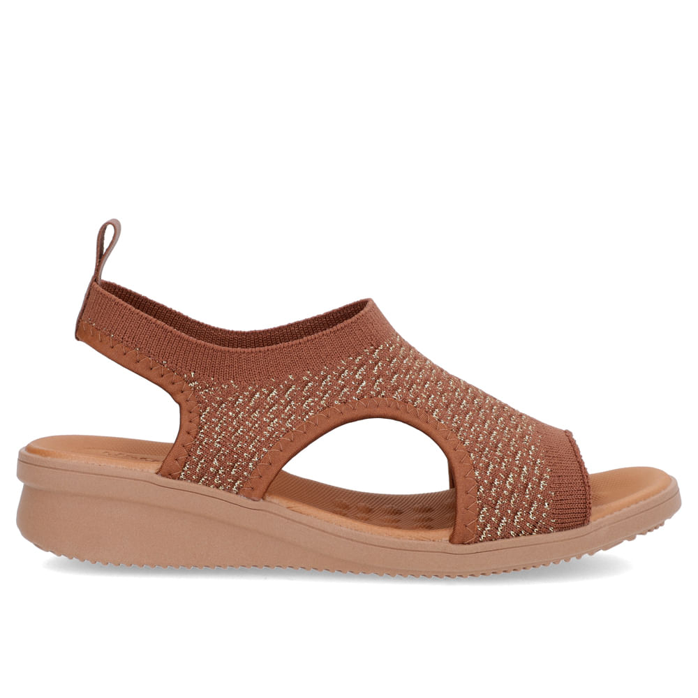 Sandália Plataforma Tecido Tricot Marrom