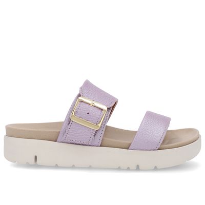 Slide Birken Lilás Perolado Couro Fivela