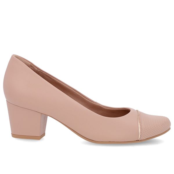 Scarpin Couro Rosa Salto Bloco Bico Textura 35
