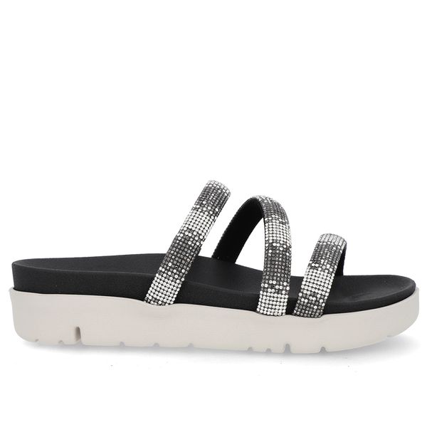 Tamanco Tiras Brilho Strass Preto 34