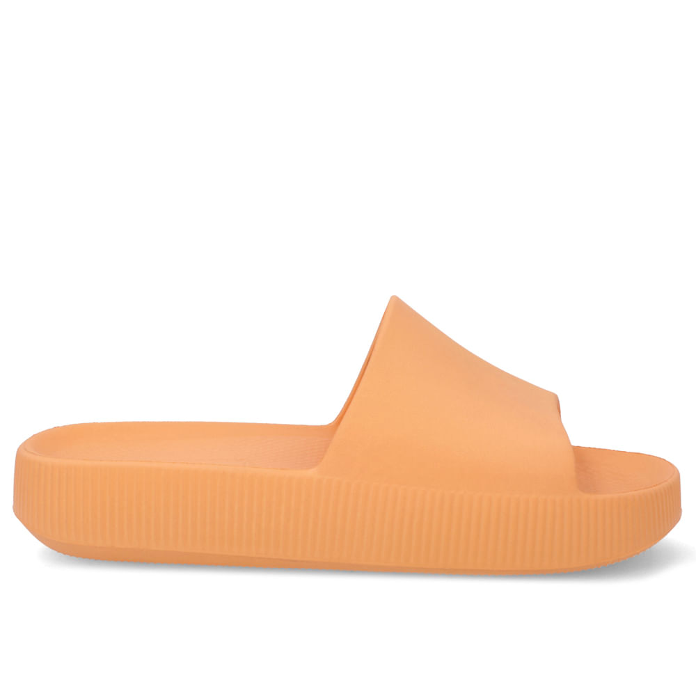 Chinelo Slide Laranja Melão Poofy Salto Plataforma Eva