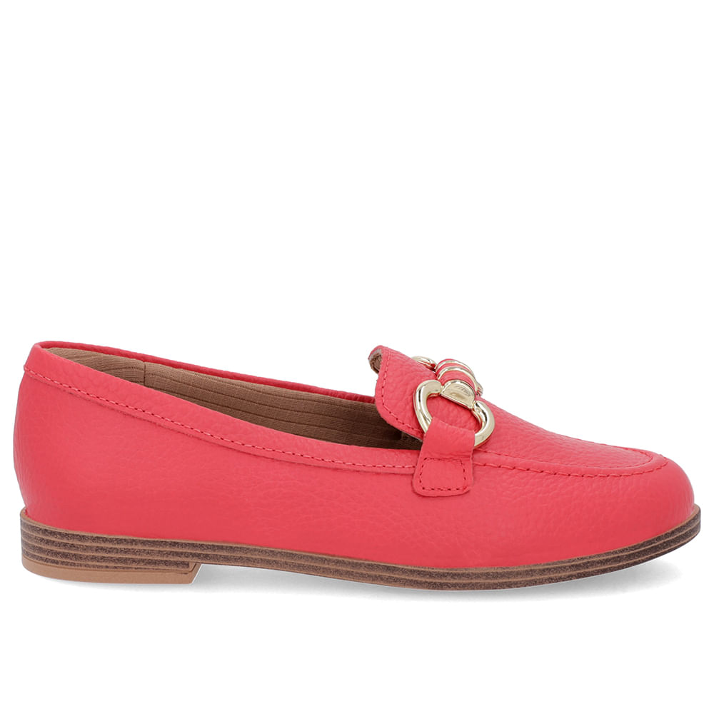 Loafer Vermelho Salto Bloco Couro Básico
