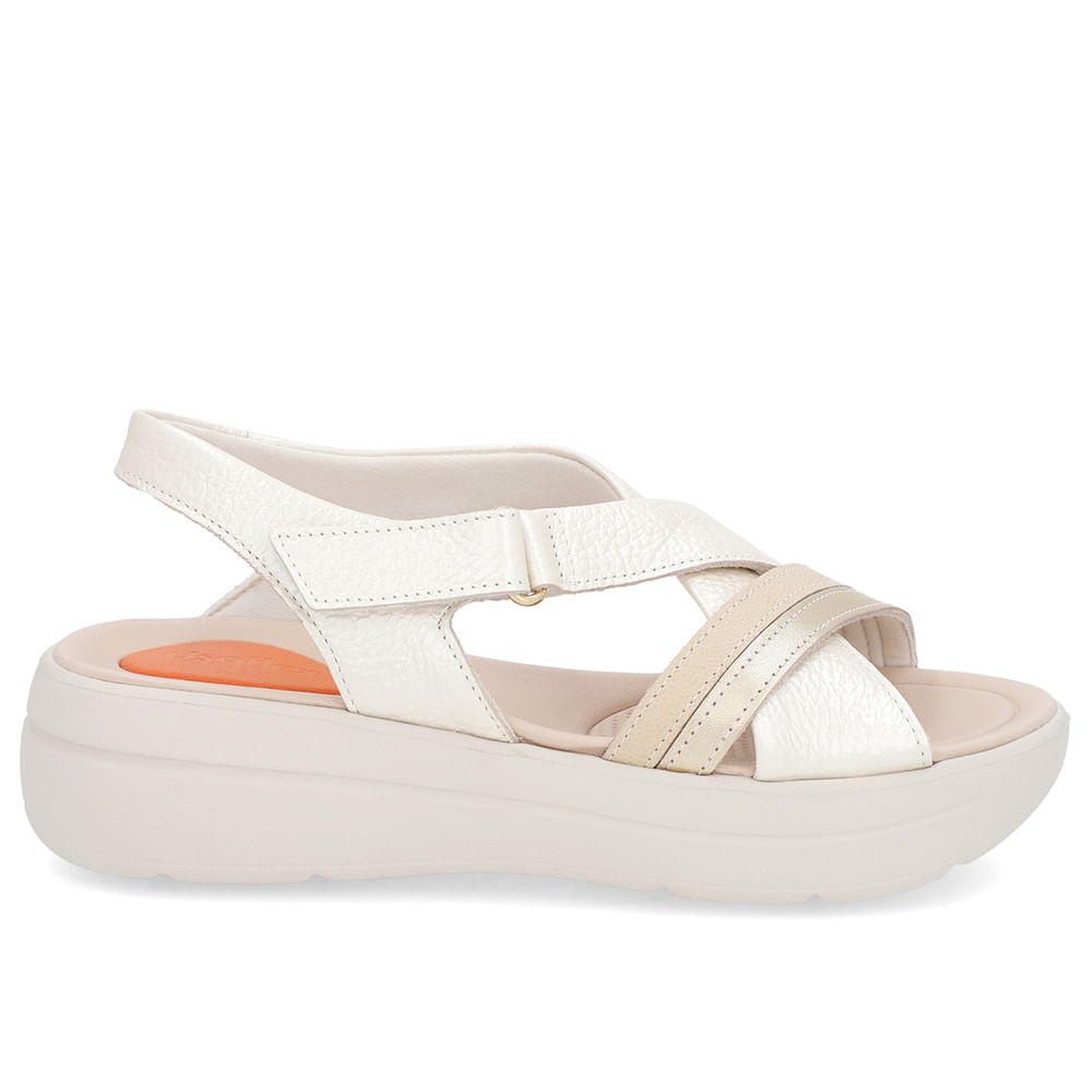 Sandália Papete Off-White Couro Fecho-Flex