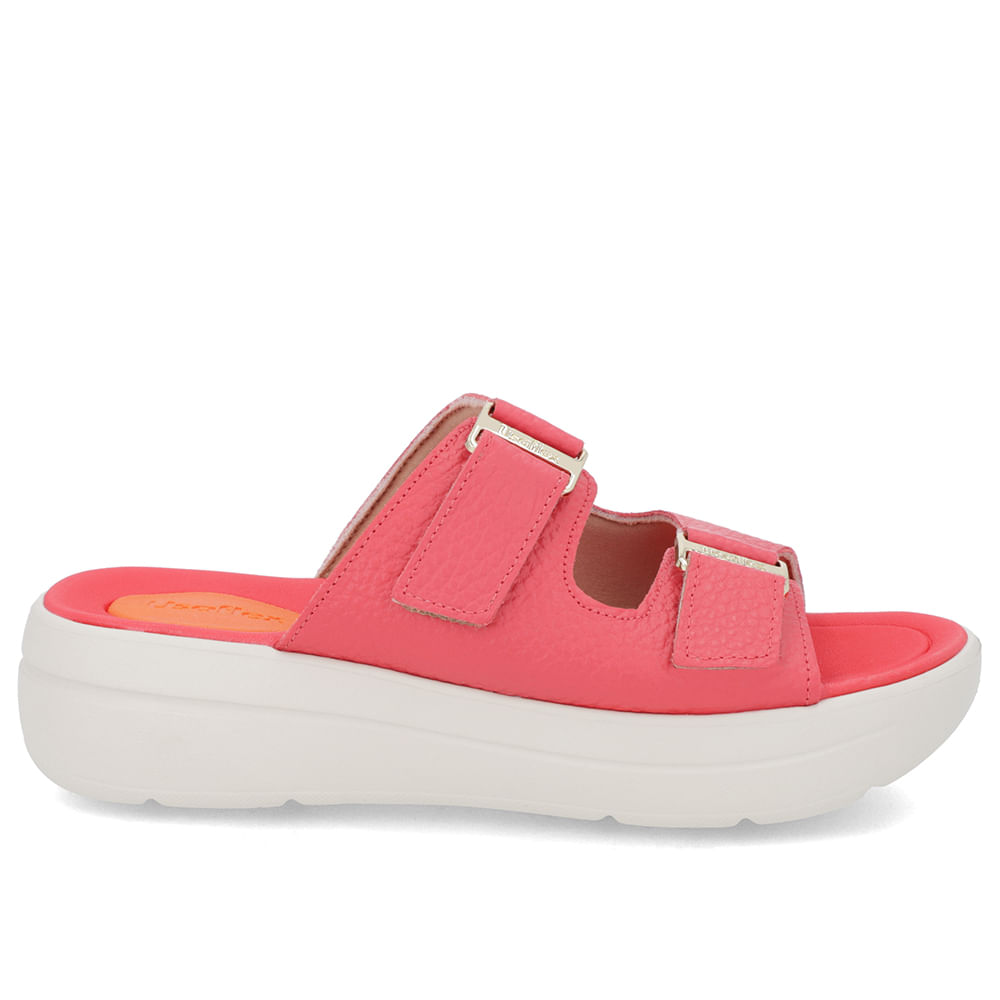 Tamanco Salto Plataforma Couro Vermelho Fivela