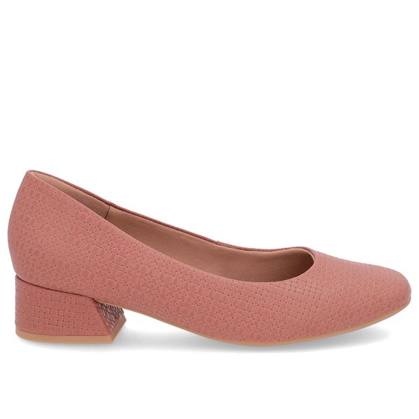 Scarpin Rosa Salto Bloco Couro Básico 34