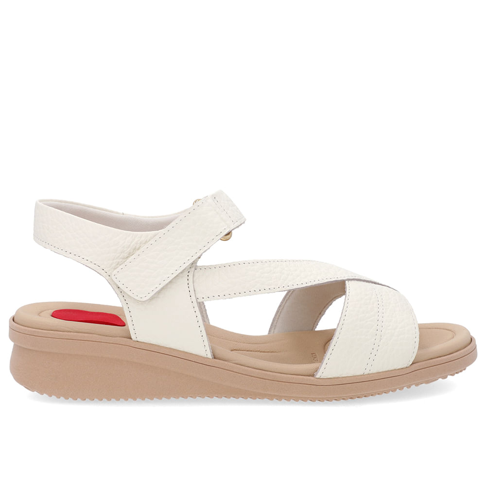 Sandália Plataforma Couro Off-White Costura Enfeite