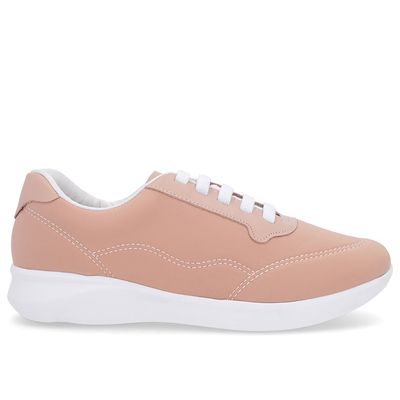 Tênis Casual Rosa Elastano Cadarço Elástico