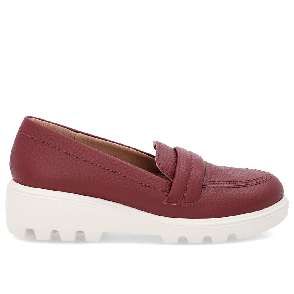 Loafer Vermelho Sola Tratorada Couro