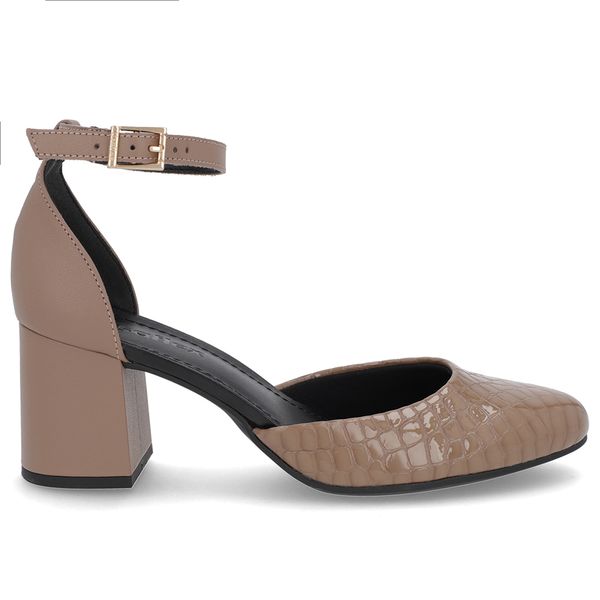 Sapato Boneca Salto Bloco Verniz Marrom 38