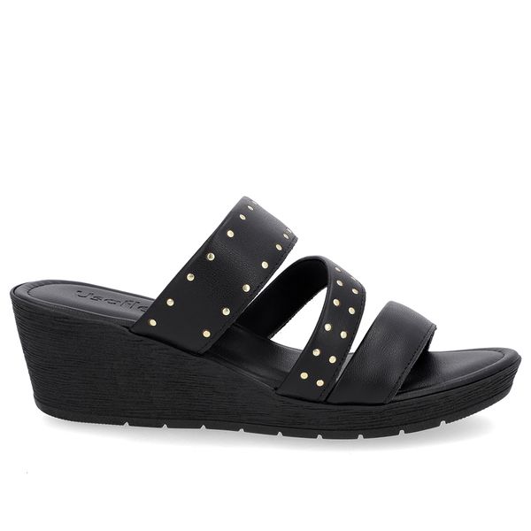 Tamanco Rebite Couro Preto Anabela 37