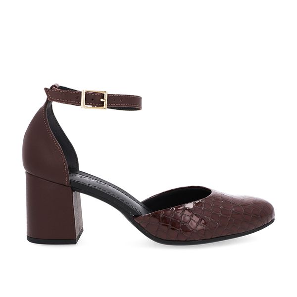 Sapato Boneca Salto Bloco Couro Marrom 35