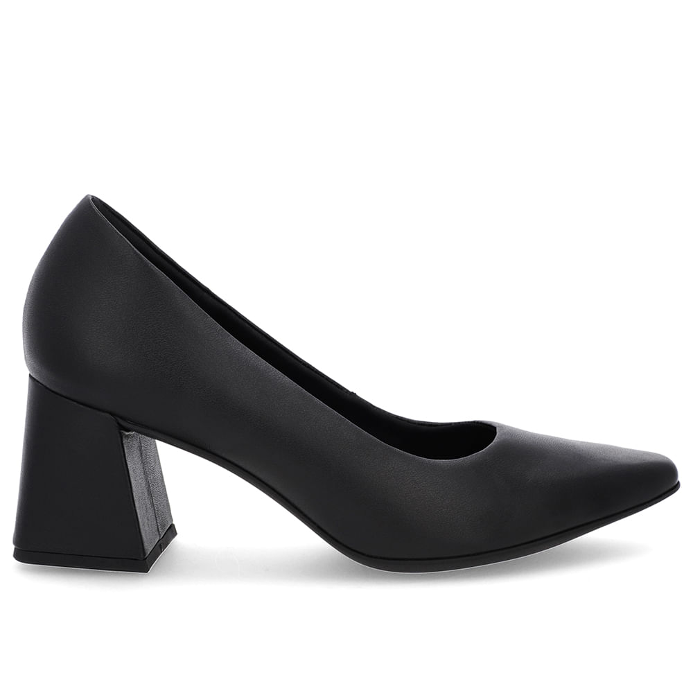 Scarpin Básico Couro Preto Bico Fino