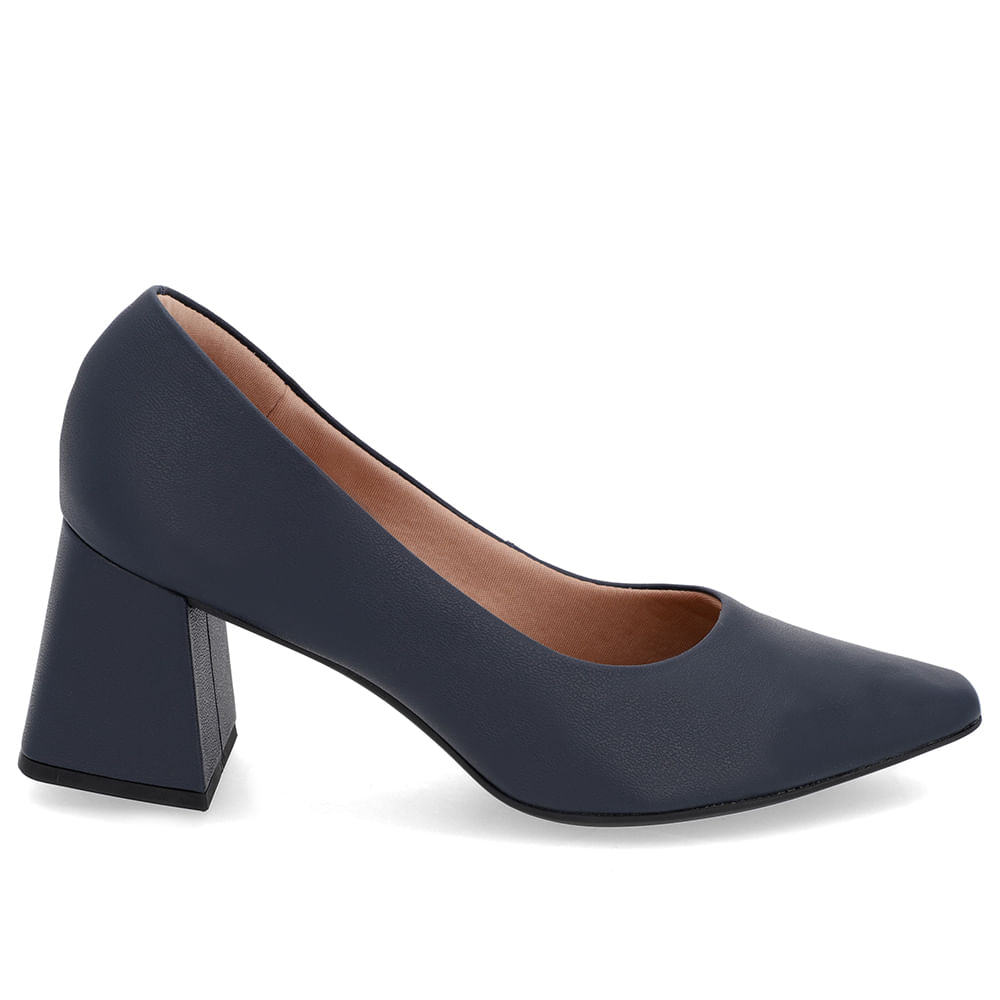 Scarpin Básico Couro Azul Bico Fino