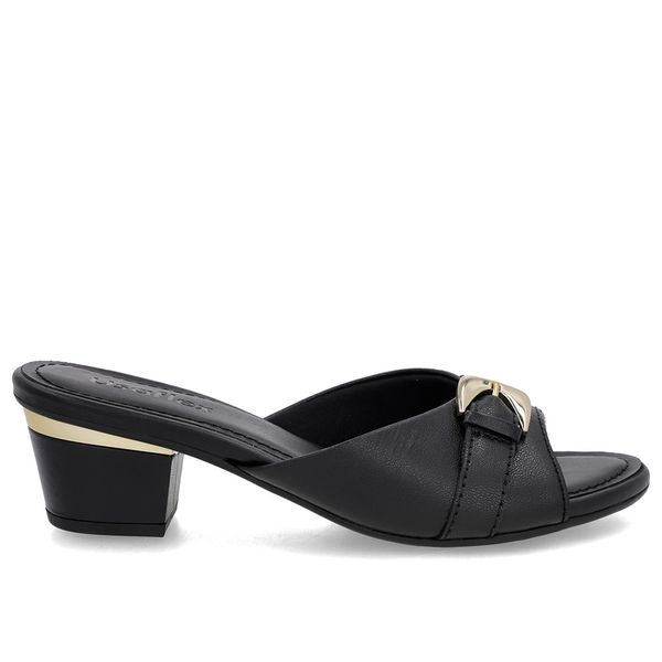 Tamanco Preto Couro Enfeite 36