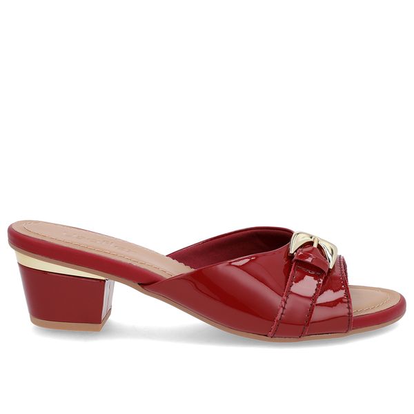Tamanco Vermelho Couro Enfeite 34