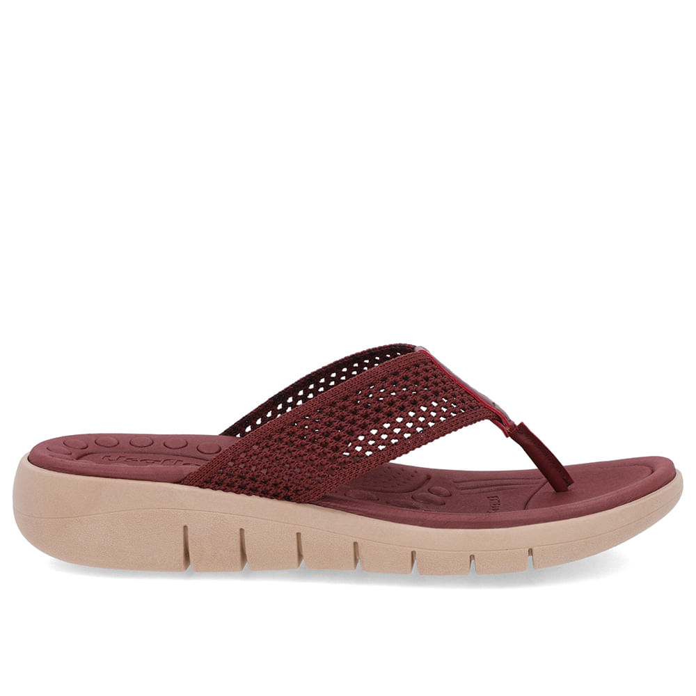 Chinelo Salto Rasteiro Tricot Vermelho