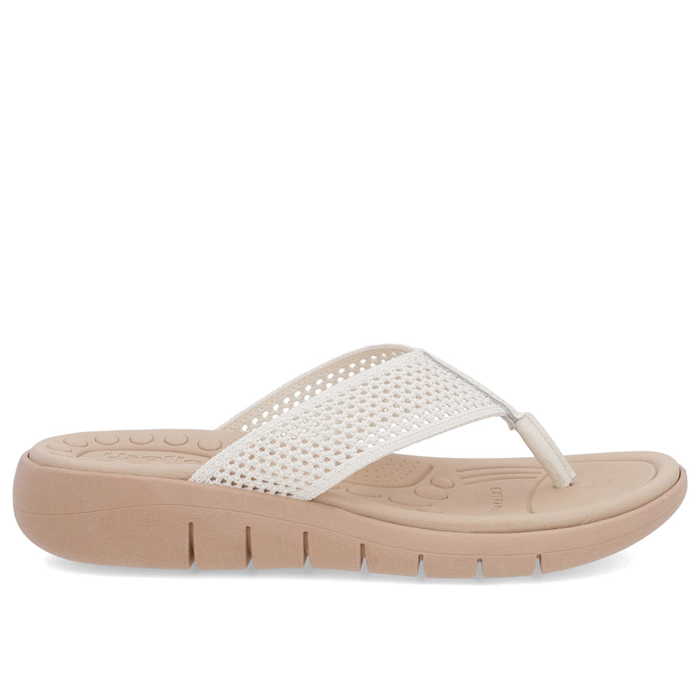 Chinelo Salto Rasteiro Tricot Branco Marfim