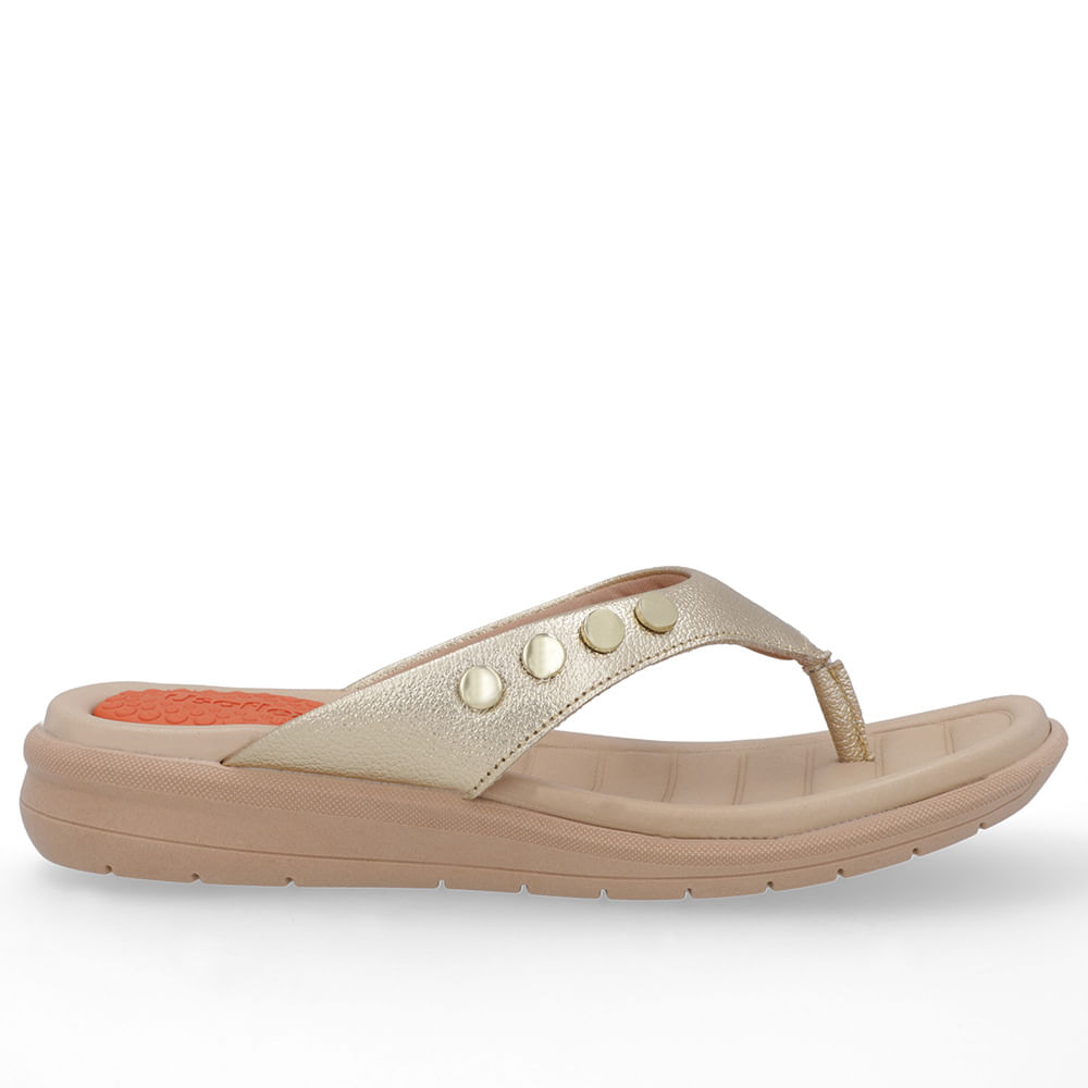 Chinelo Plataforma Couro Dourado