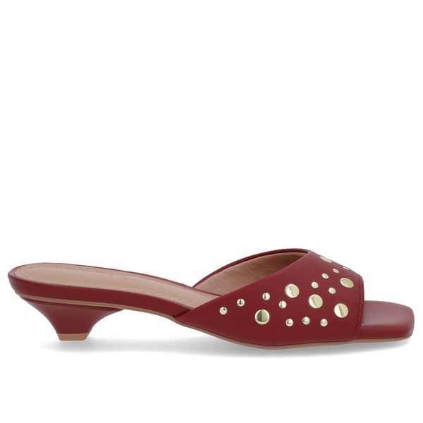 Tamanco Vermelho Couro Tachas 38