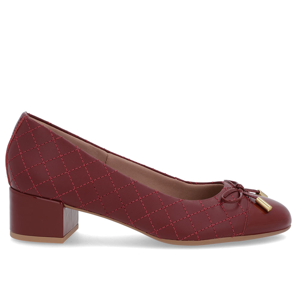 Scarpin Vermelho Couro Matelassê