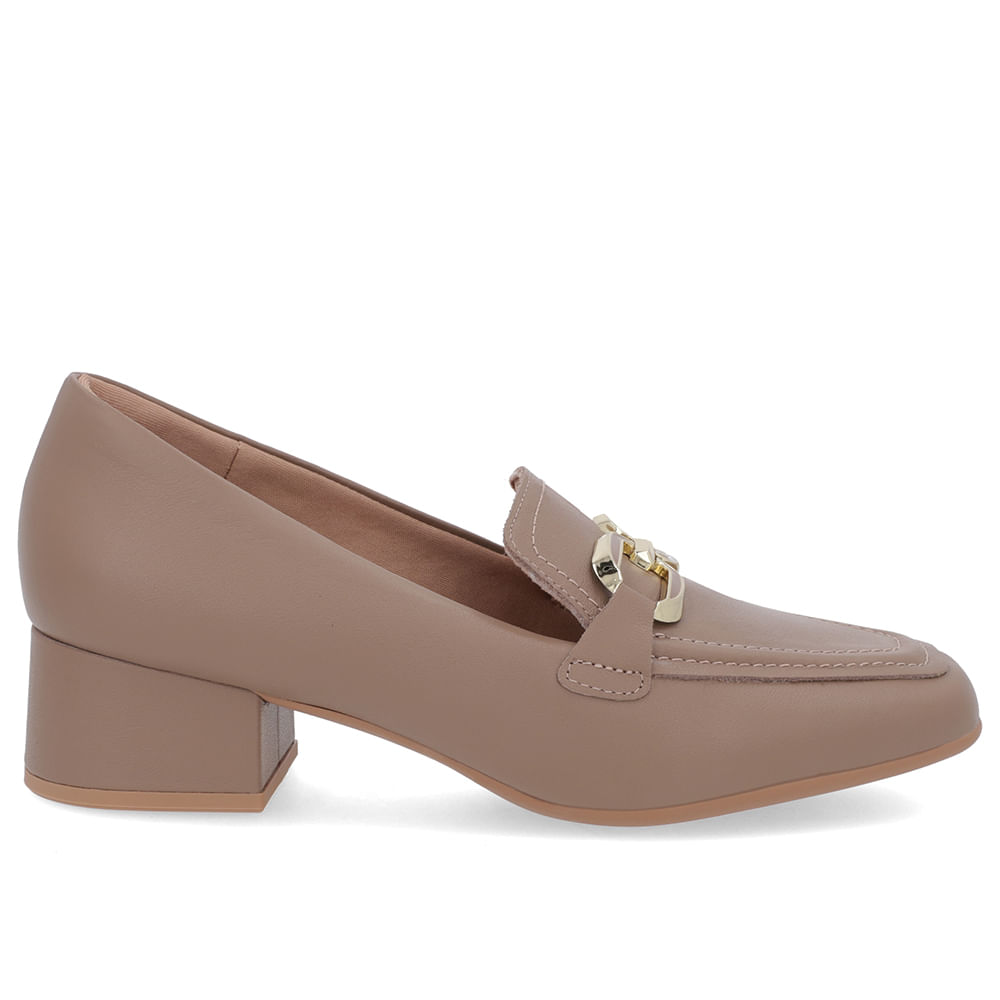 Loafer Marrom Couro Bico Quadrado