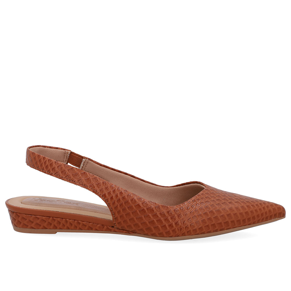 Slingback Marrom Couro Salto Anabela