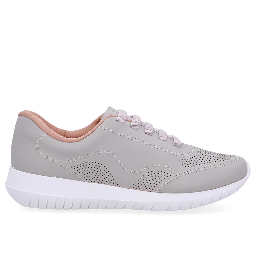 Tênis Slip On Cinza Básico Couro