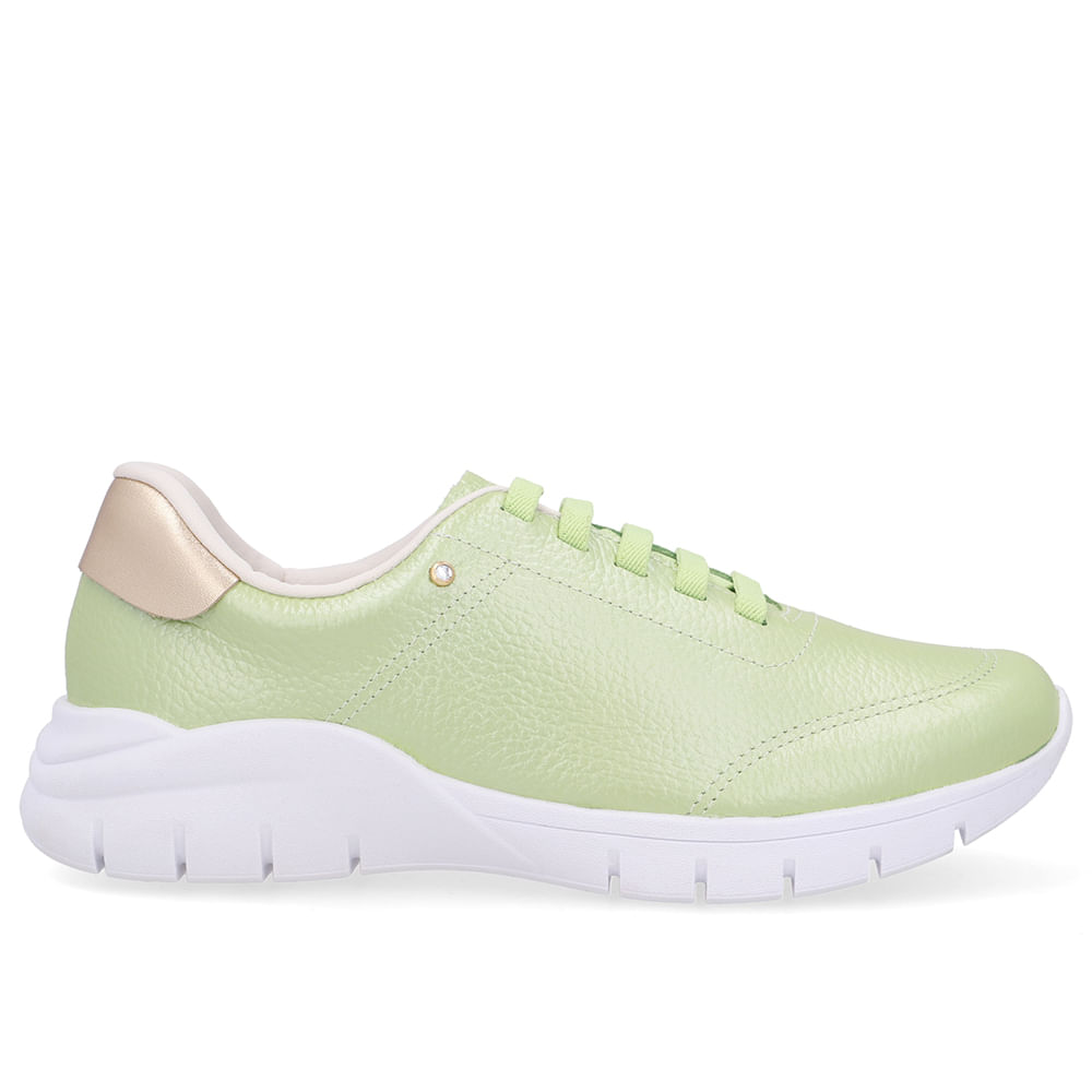 Tênis Slip On Verde Couro Básico