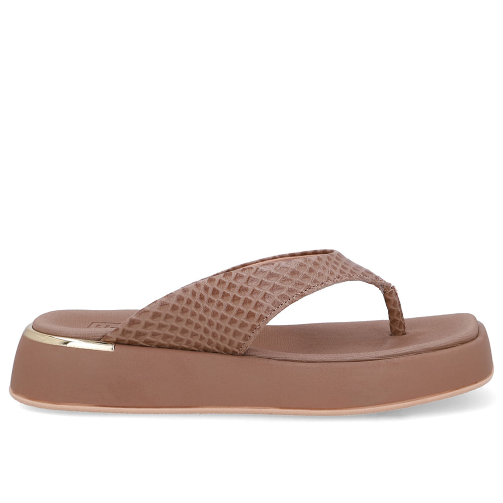 Chinelo Plataforma Couro Marrom Fendi