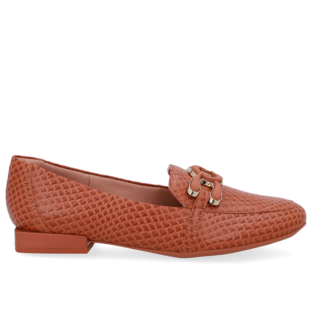 Loafer Marrom Couro Enfeite