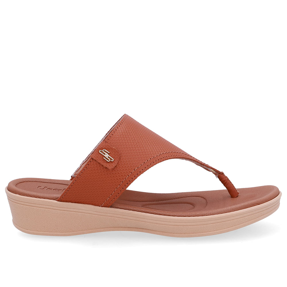 Chinelo Salto Baixo Couro Marrom