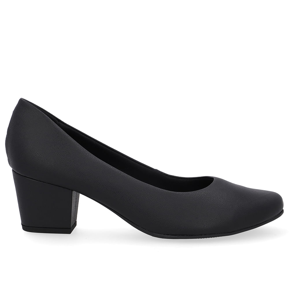Scarpin Couro Preto Salto Bloco