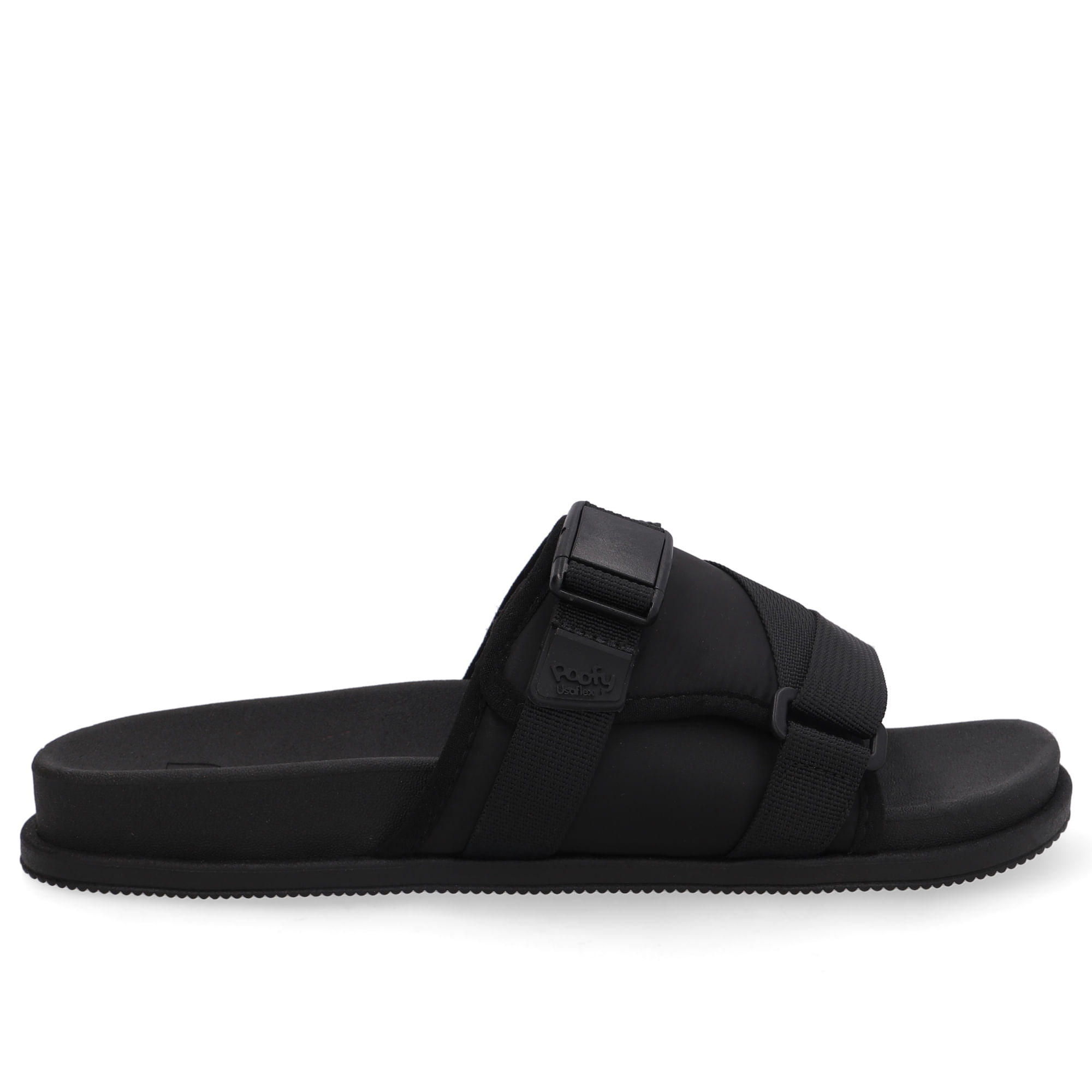 Slide Plataforma Poofy Preto Tira Nylon