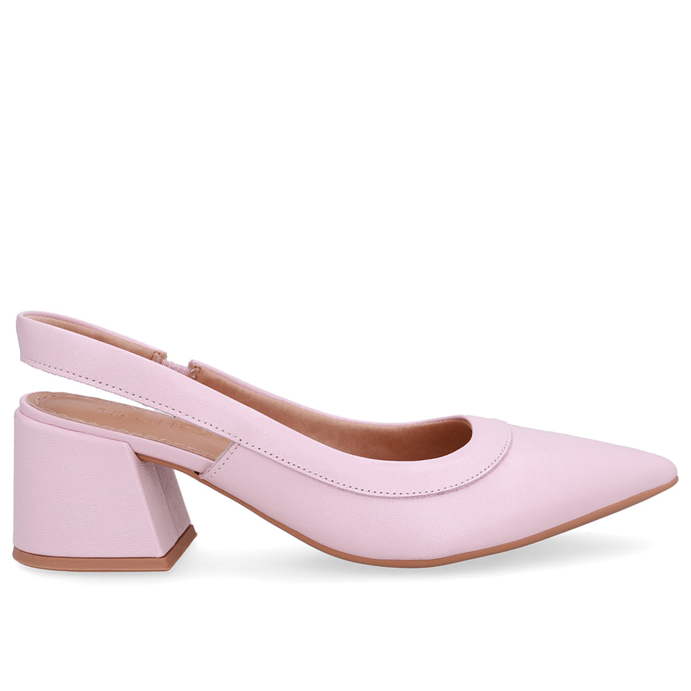 Slingback Rosa Salto Bico Fino