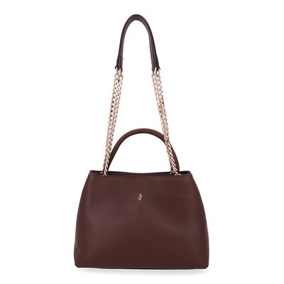 Bolsa Tote Couro Marrom Detalhe Corrente